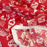 Cotton Popeline Printed Christmas Pampille Rouge
