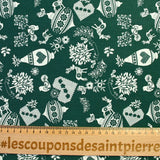 Cotton poplin printed Christmas Pampille Green background
