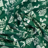 Cotton poplin printed Christmas Pampille Green background