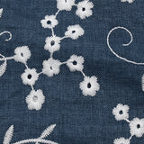 Twill de polyester embroidered marguerite background navy