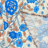Crepe estampado armonía bohemia azul y naranja