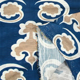 Crepe printed with l’atelier des fleurs navy background