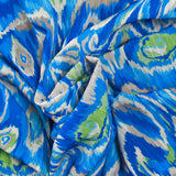 Crepe estampado río fondo azul