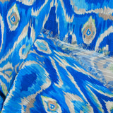 Crepe estampado río fondo azul