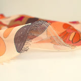 Mousseline crinkle imprimée flamme et fleur orange