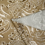 Polyester satin baroque print beige background