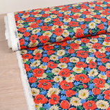 Coton liberty ® Myria rouge fond marine au mètre