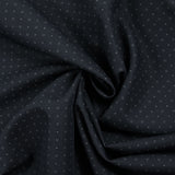 Square and polka dot printed cotton twill with midnight blue background