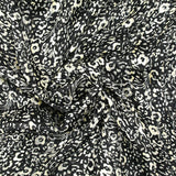 Printed muslin satin band flowers black background