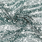 Printed muslin satin band flowers forest green background