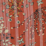 Mousseline imprimée bande satin Églantine fond marron