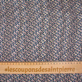 Printed muslin with blue eye satin stripe, old pink background