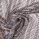 Printed muslin with blue eye satin stripe, old pink background