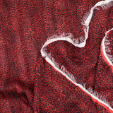Mousseline imprimée bande satin léopard rouge
