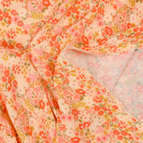 Crépon viscose fleur corail fond jaune