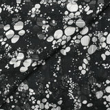 Printed muslin satin band effervescence black background