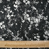 Printed muslin satin band effervescence black background