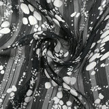 Printed muslin satin band effervescence black background