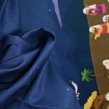 Algodón estampado Les rois magi fond marine