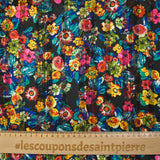 Printed muslin satin band flowers in gouache black background