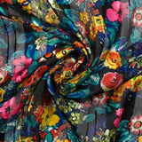 Printed muslin satin band flowers in gouache black background