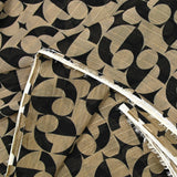 Muslin printed iridescent black chessboard khaki background