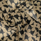 Muslin printed iridescent black chessboard khaki background