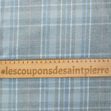 Velours côtelé coton 1 mm à carreaux ciel