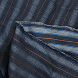 Velours de coton ras tissé teint rayé marine