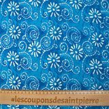 Batik cotton printed Udaipur azure blue background