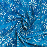 Batik cotton printed Udaipur azure blue background
