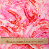 Viscose imprimée ouragan rose et rouge