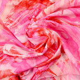 Viscose imprimée ouragan rose et rouge
