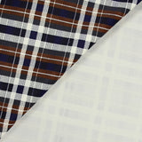 Velours de coton ras imprimé à carreaux marron, gris et bleu nuit