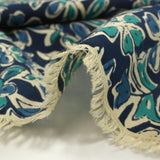 Coton indien imprimé Itanagar turquoise fond marine