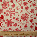 Polycotton Printed Christmas Magic Beige background