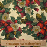 Polycotton printed pine cone and ribbon ivory bottom