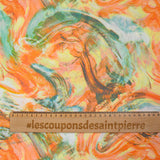 Viscose imprimée ouragan orange et vert
