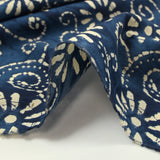 Coton batik imprimé Udaipur fond marine