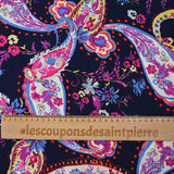 Viscose imprimée balade de cachemire fond marine