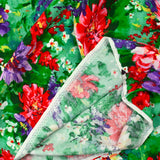 Viscose imprimée peinture de fleurs fond vert