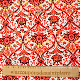Viscose imprimée flamme orange fond blanc