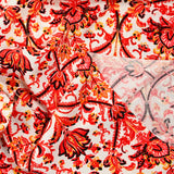 Viscose imprimée flamme orange fond blanc