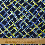 Viscose imprimée prochain croisement jaune et vert d'eau fond marine
