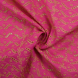 Broderie anglaise festonnée beige Éléonore fond fuchsia