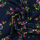 Viscose imprimée bouquet floral fond marine