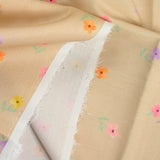 Coton imprimé petites fleurs colorées fond beige