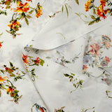 Viscose imprimée bouquet floral fond blanc