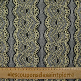 Dentelle polyester Martina jaune pâle fond noir