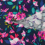 Viscose imprimée éclosion florale fond marine